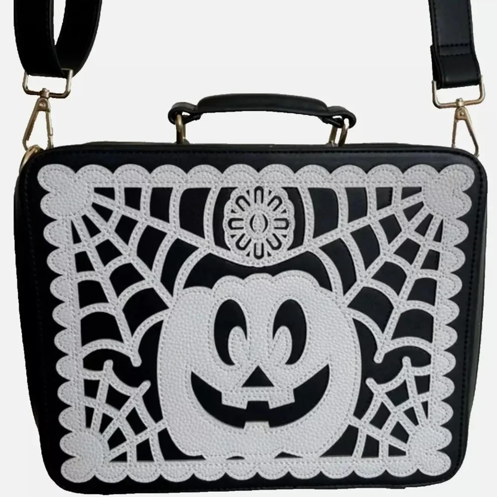 NEW Backstitch Bruja MexiWeen Bag Black White Pumpkin Halloween Spooky Crossbody - Picture 3 of 14